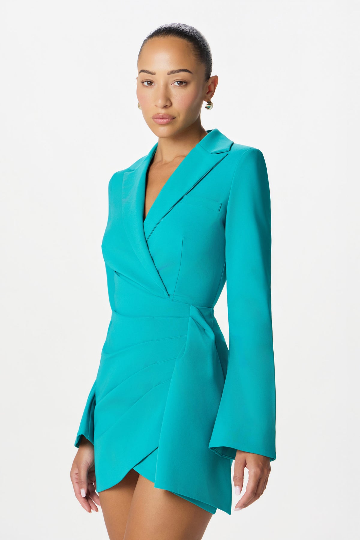 ABIGAIL Pleated Blazer Dress in Blue