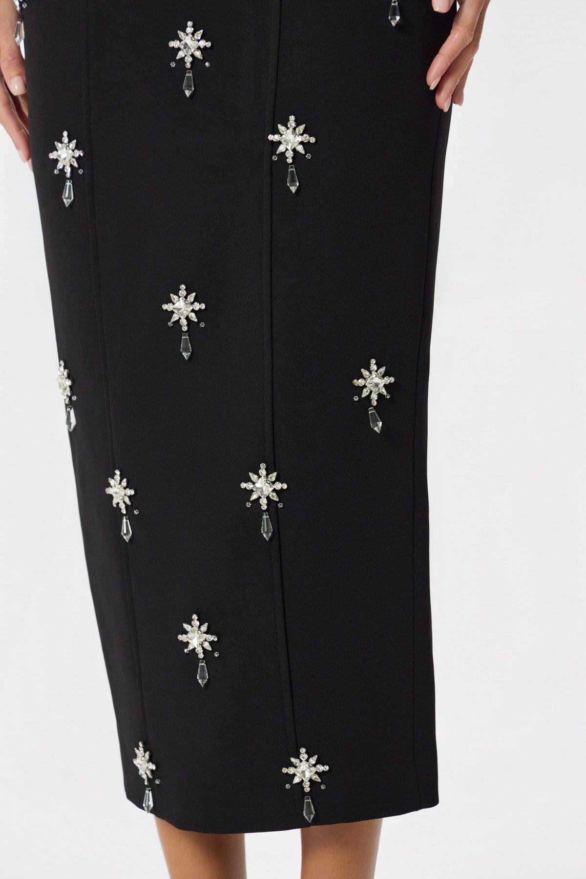 DAISY Embellished Midi Dress in Black