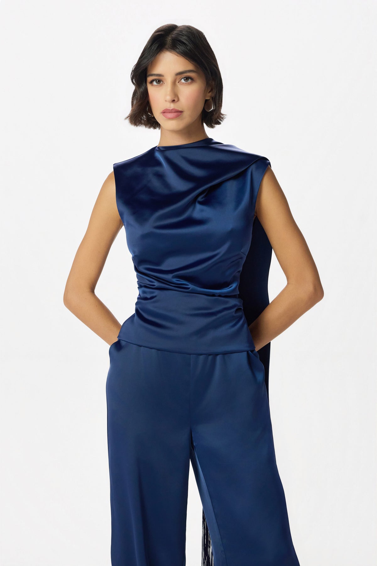 EFFY Satin Top in Navy