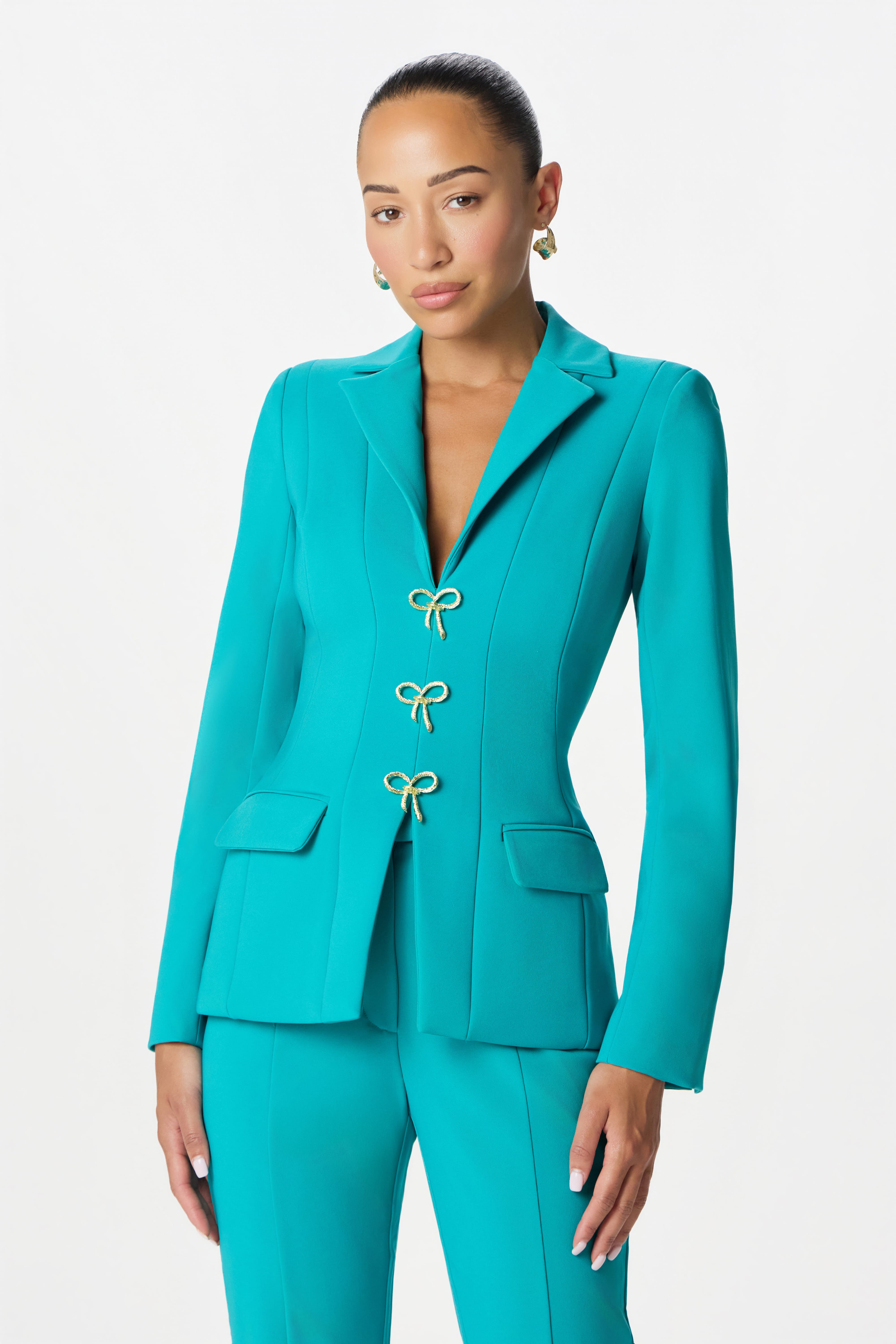 FIORELLA Bow Trim Blazer in Blue