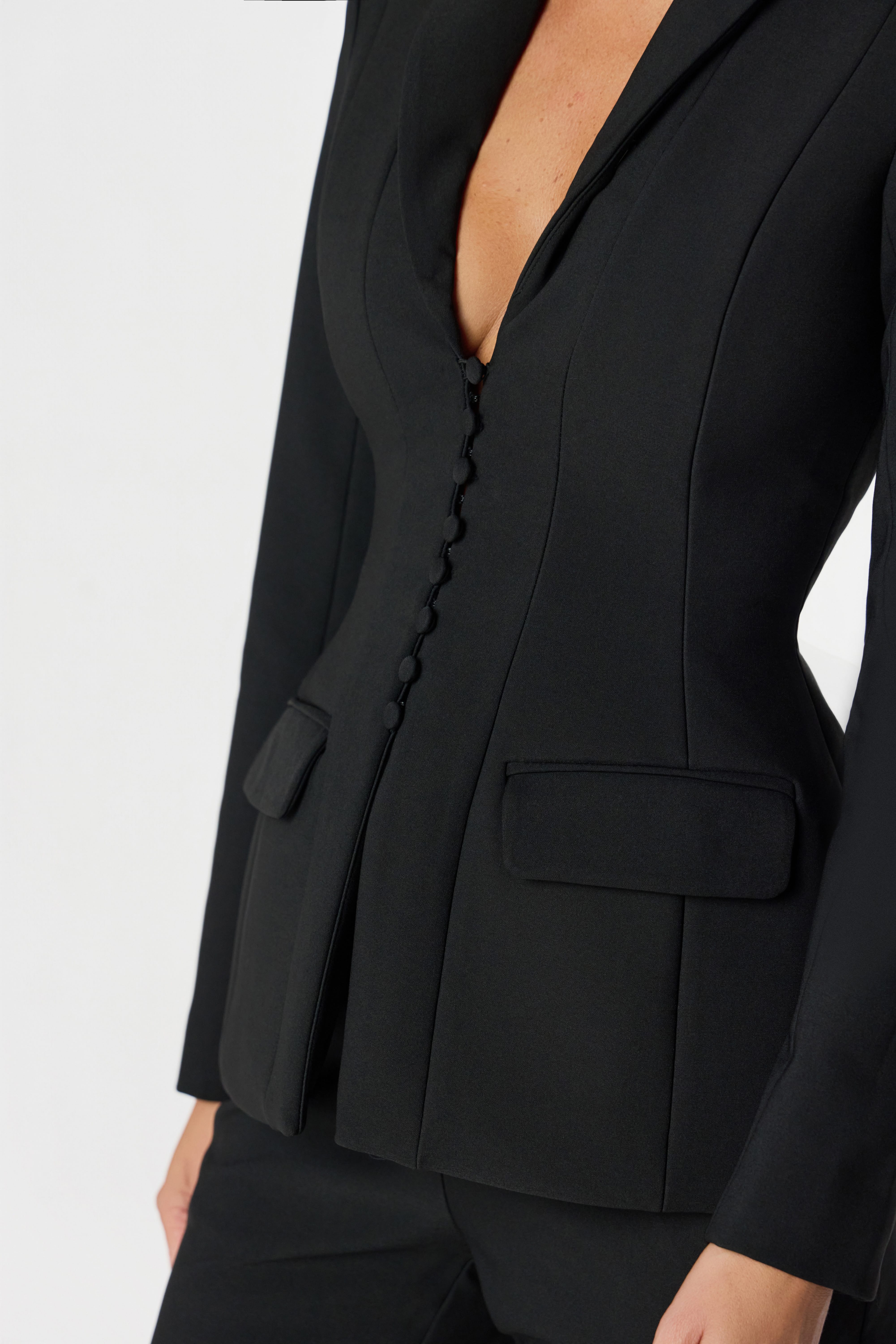LEA Structured Corset Blazer in Black