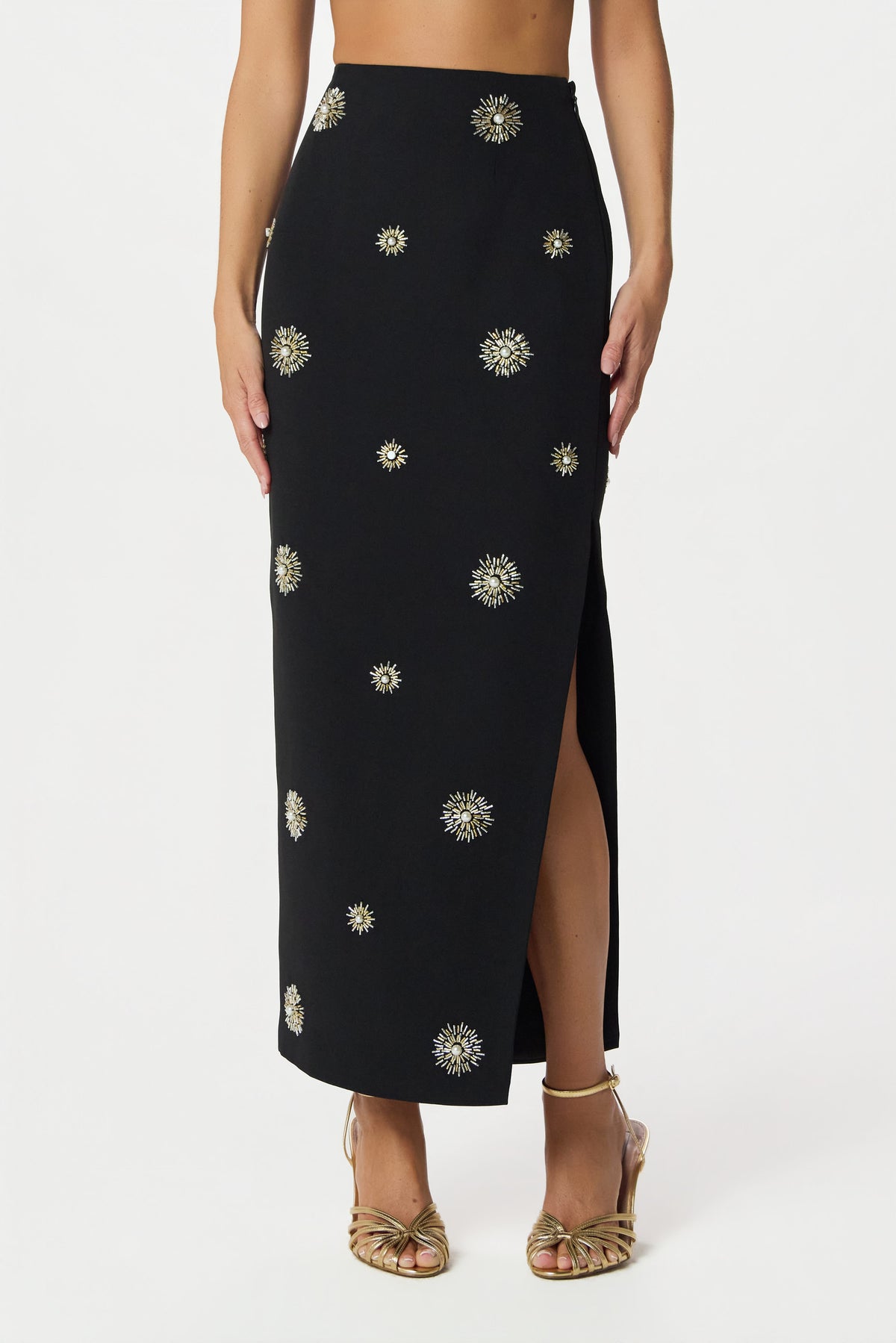 MARCELLA Embellished Maxi Skirt in Black