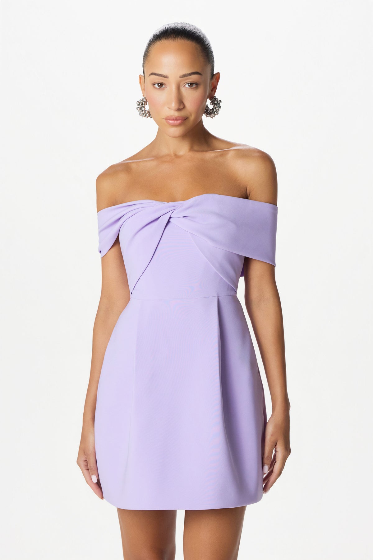 MILA Bardot Mini Dress in Lilac