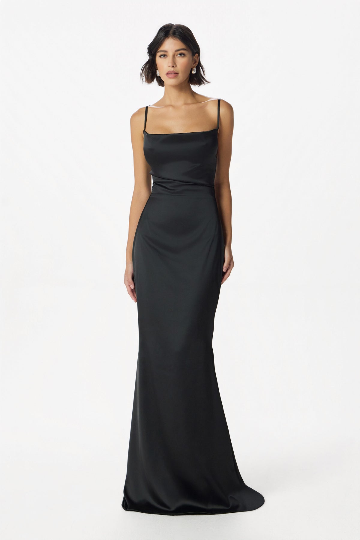 PENNY Satin Maxi Dress in Black