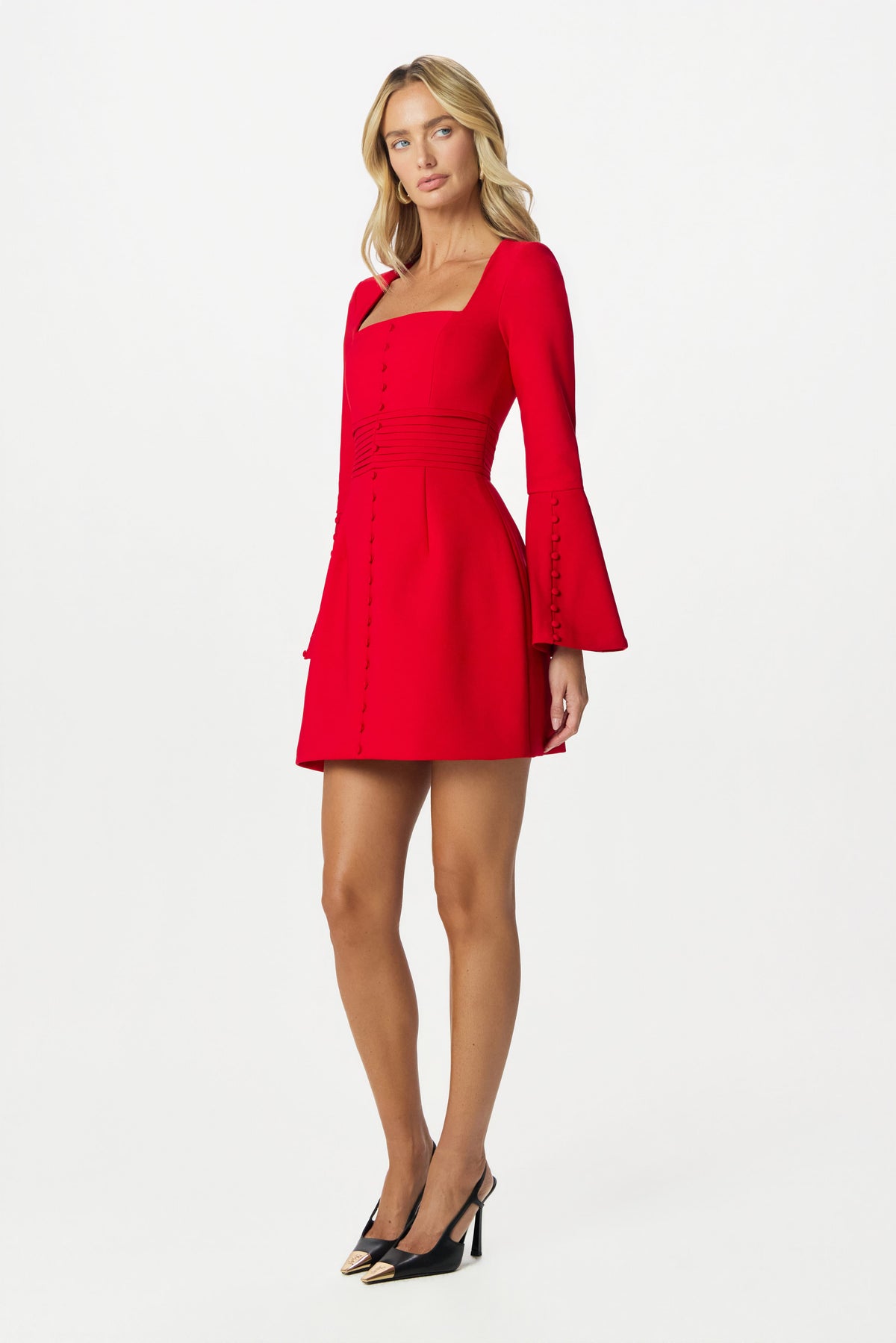 ROMY Square Neck Mini Dress in Red