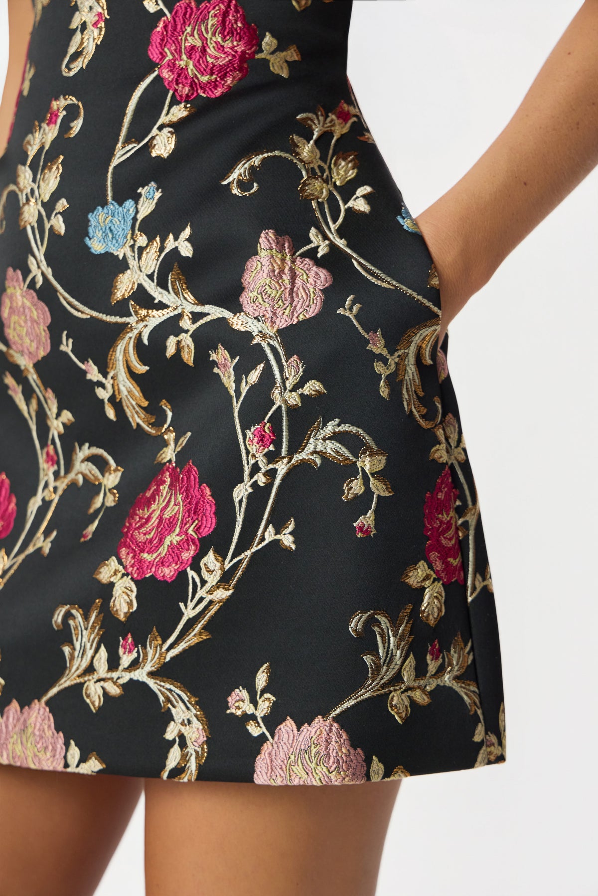 VIOLETTA Jacquard Mini Dress in Black