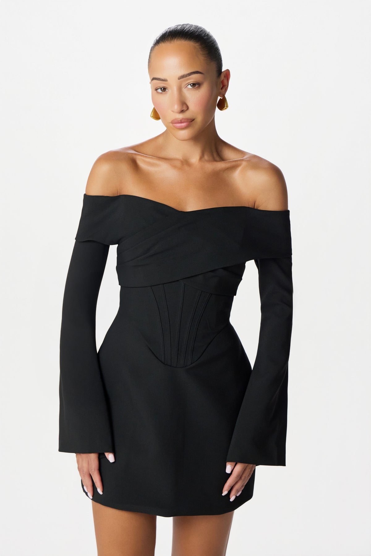 BONNIE Bardot Mini Dress in Black
