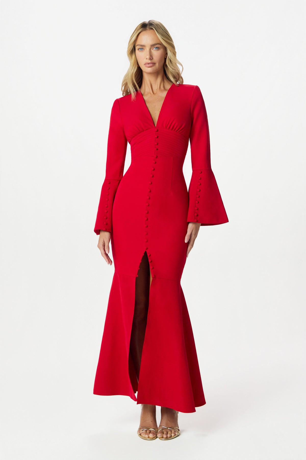 JOSIE Plunge Neck Maxi Dress in Red