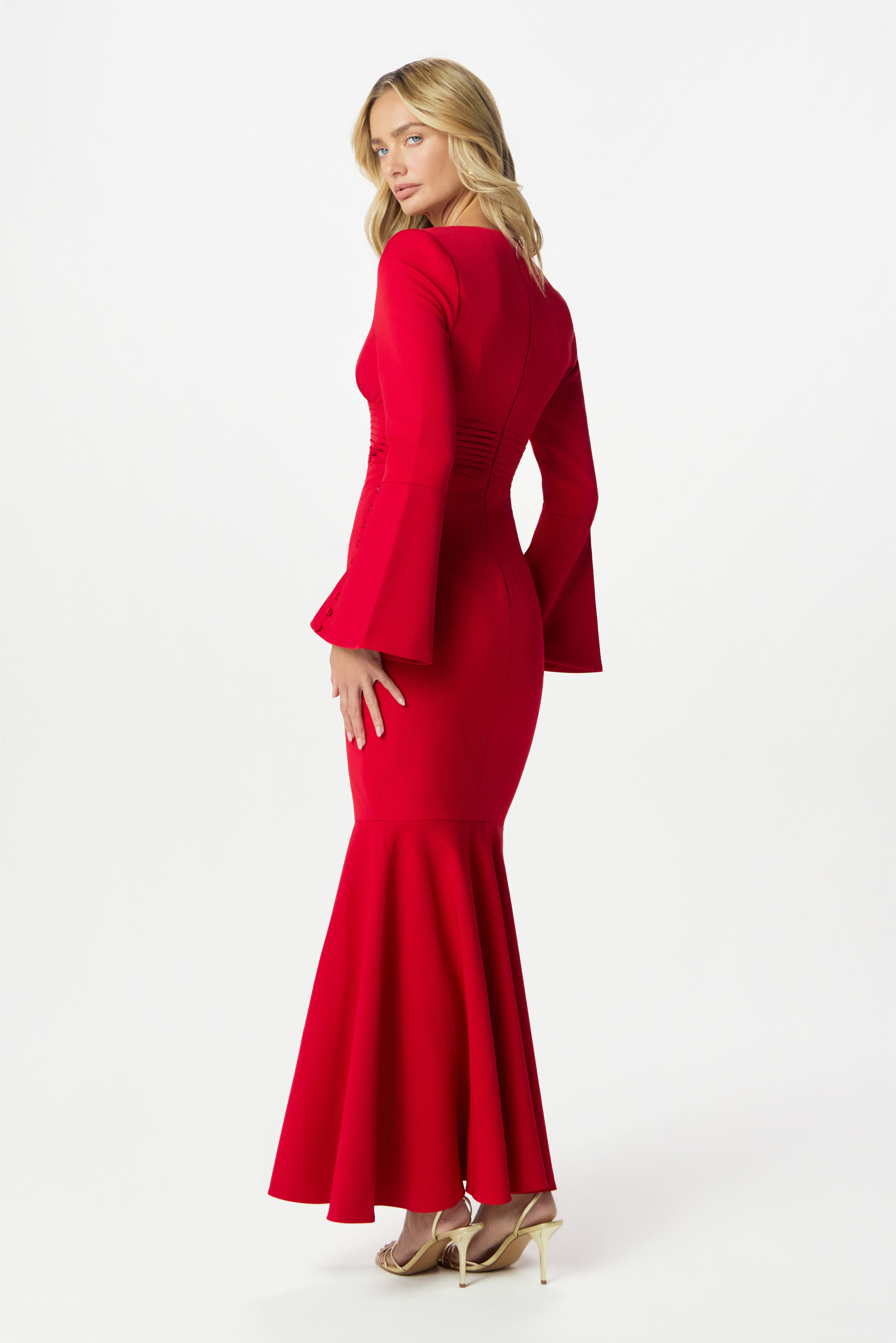 JOSIE Plunge Neck Maxi Dress in Red