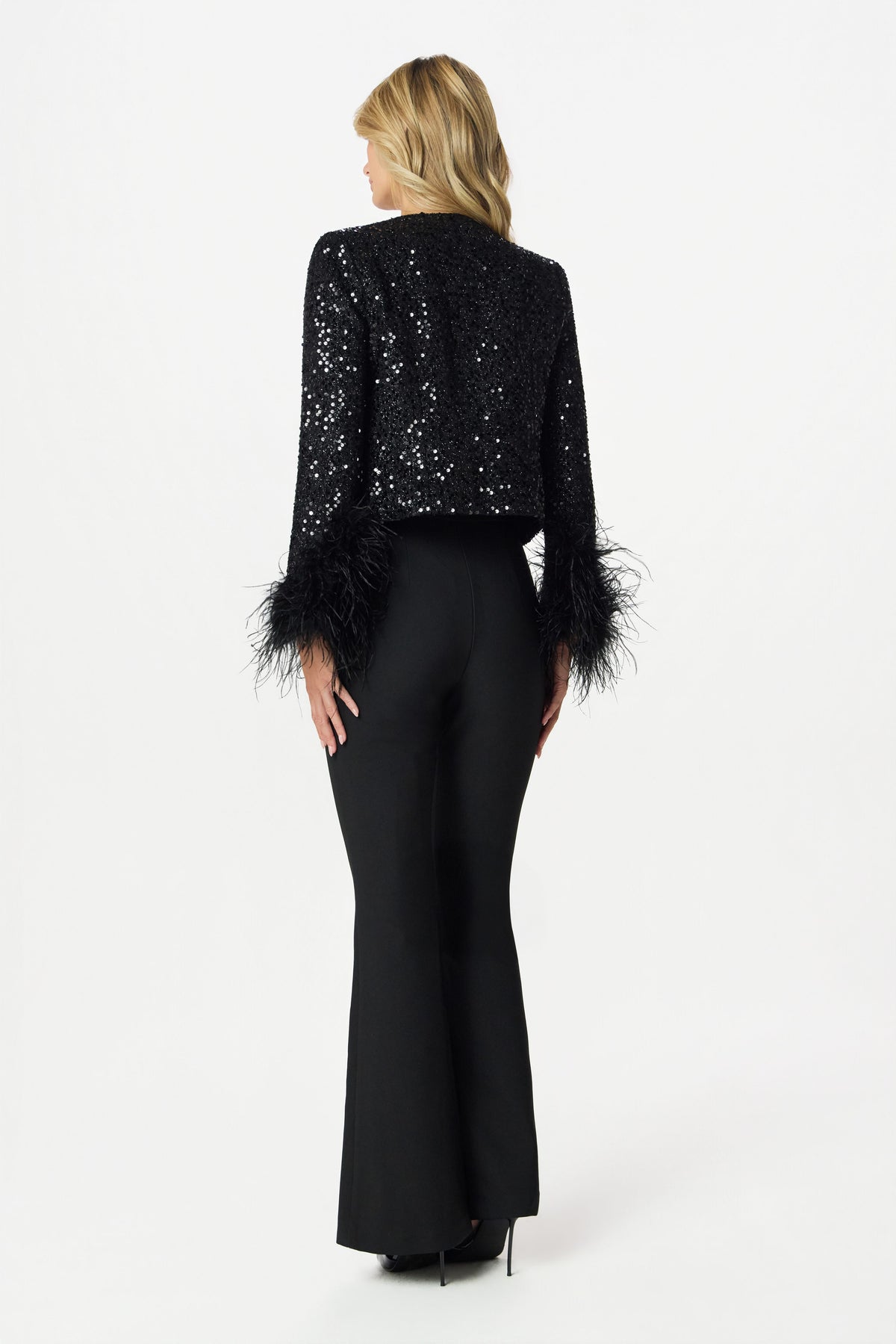 LARIA Boucle Feather Blazer in Black
