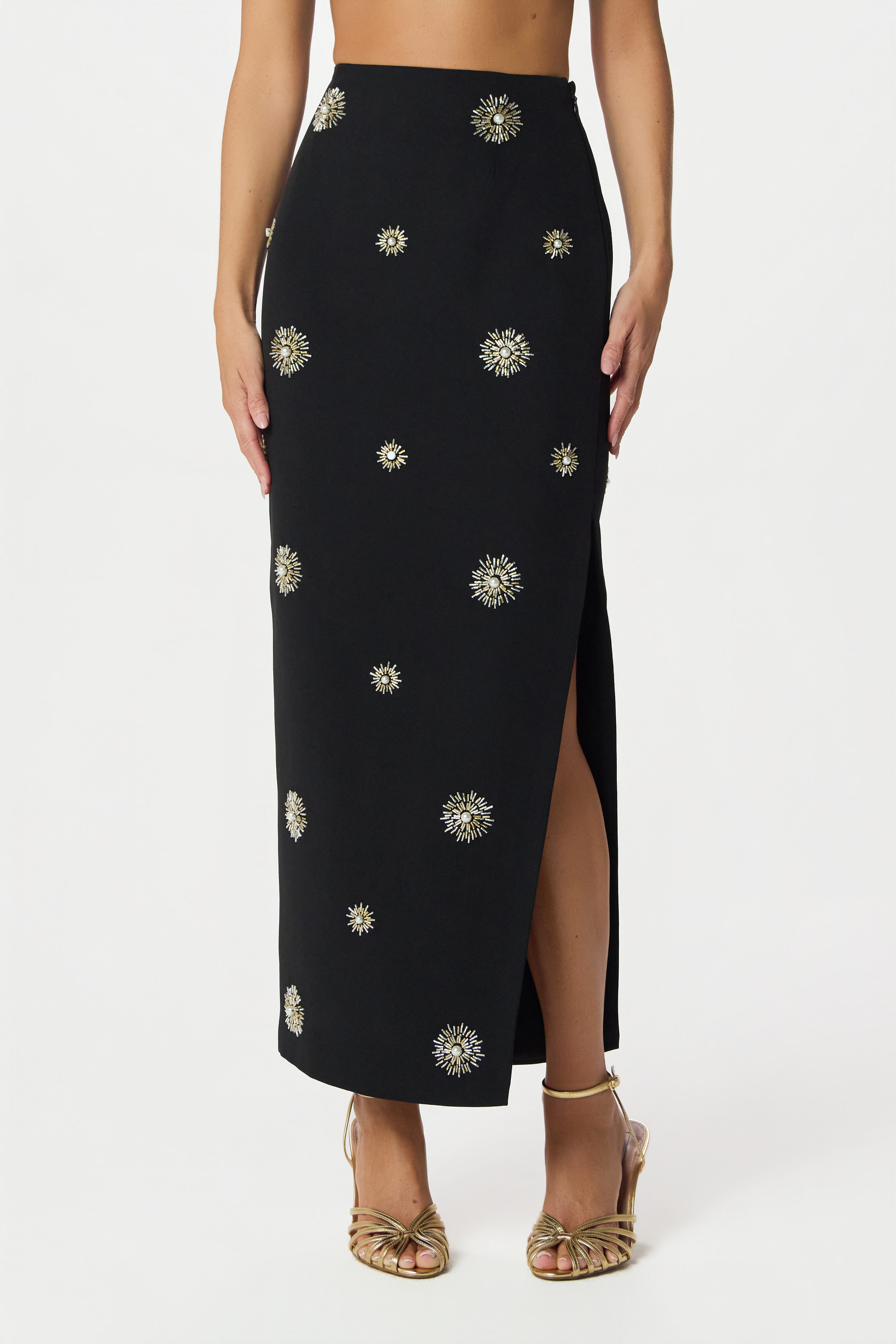 MARCELLA Embellished Maxi Skirt in Black