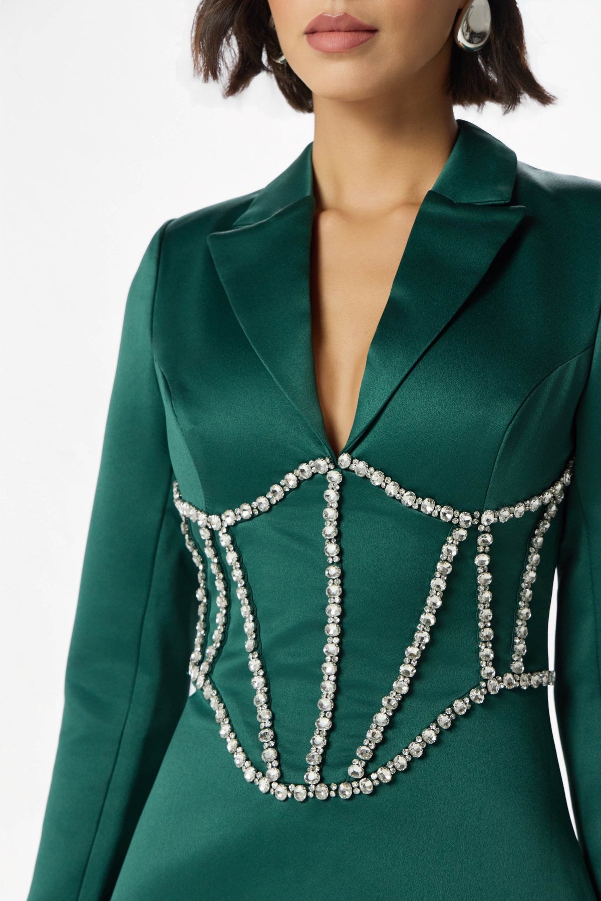 NOELIA Embellished Corset Dress In Emerald